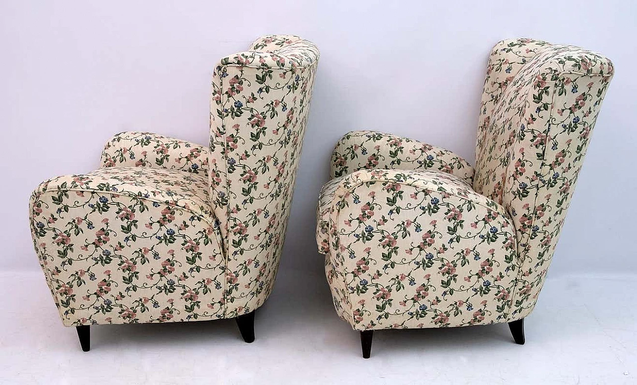 Pair of upholstered bentwood armchairs by Paolo Buffa, 1950s 3