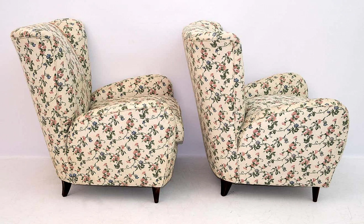 Pair of upholstered bentwood armchairs by Paolo Buffa, 1950s 6