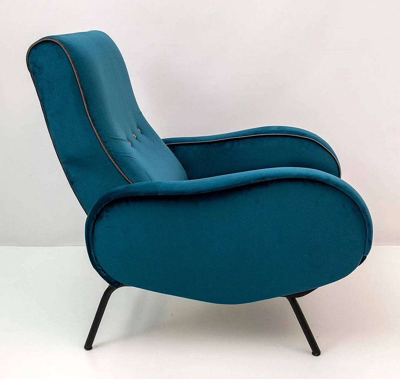 Pair of blue velvet recliners by Marco Zanuso, 1950s 8