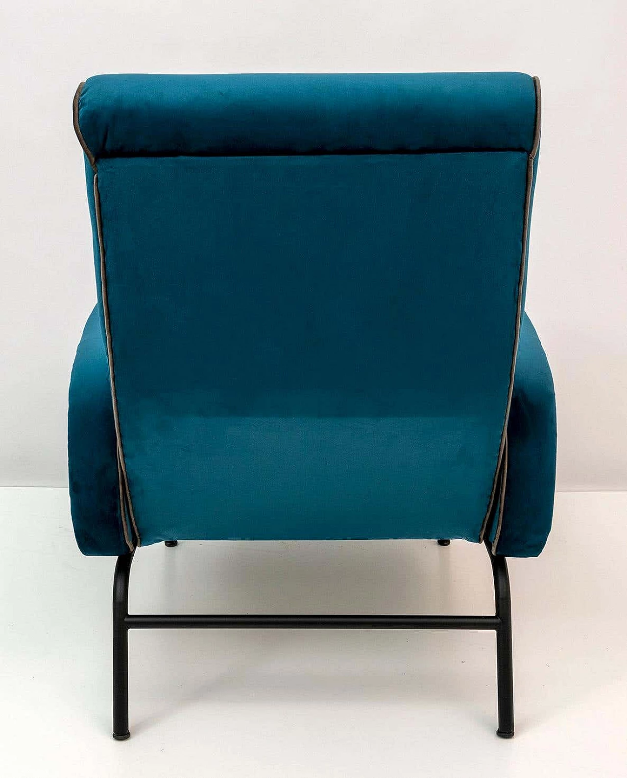 Coppia di poltrone reclinabile in velluto blu di Marco Zanuso, anni '50 11