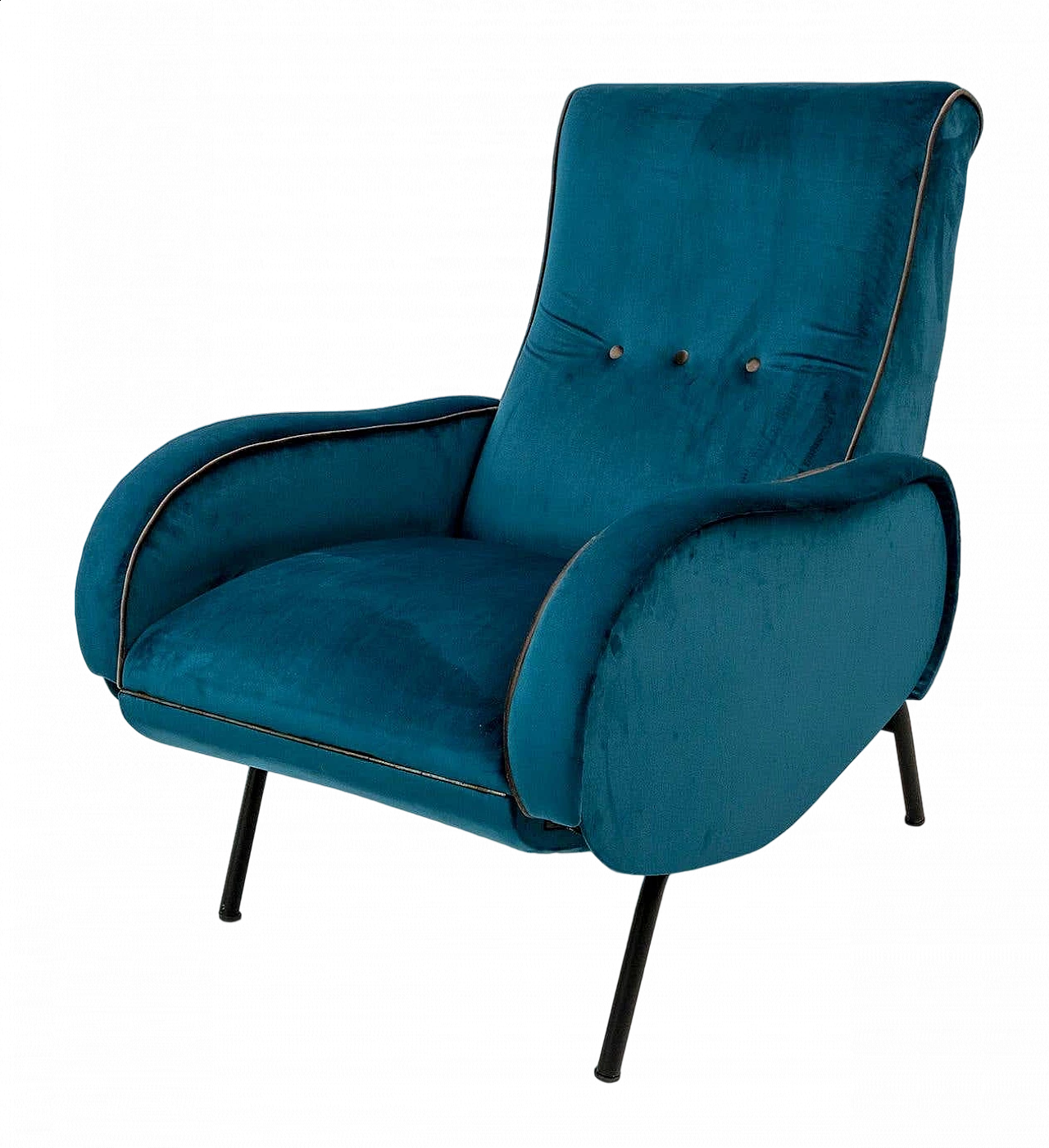 Pair of blue velvet recliners by Marco Zanuso, 1950s 13