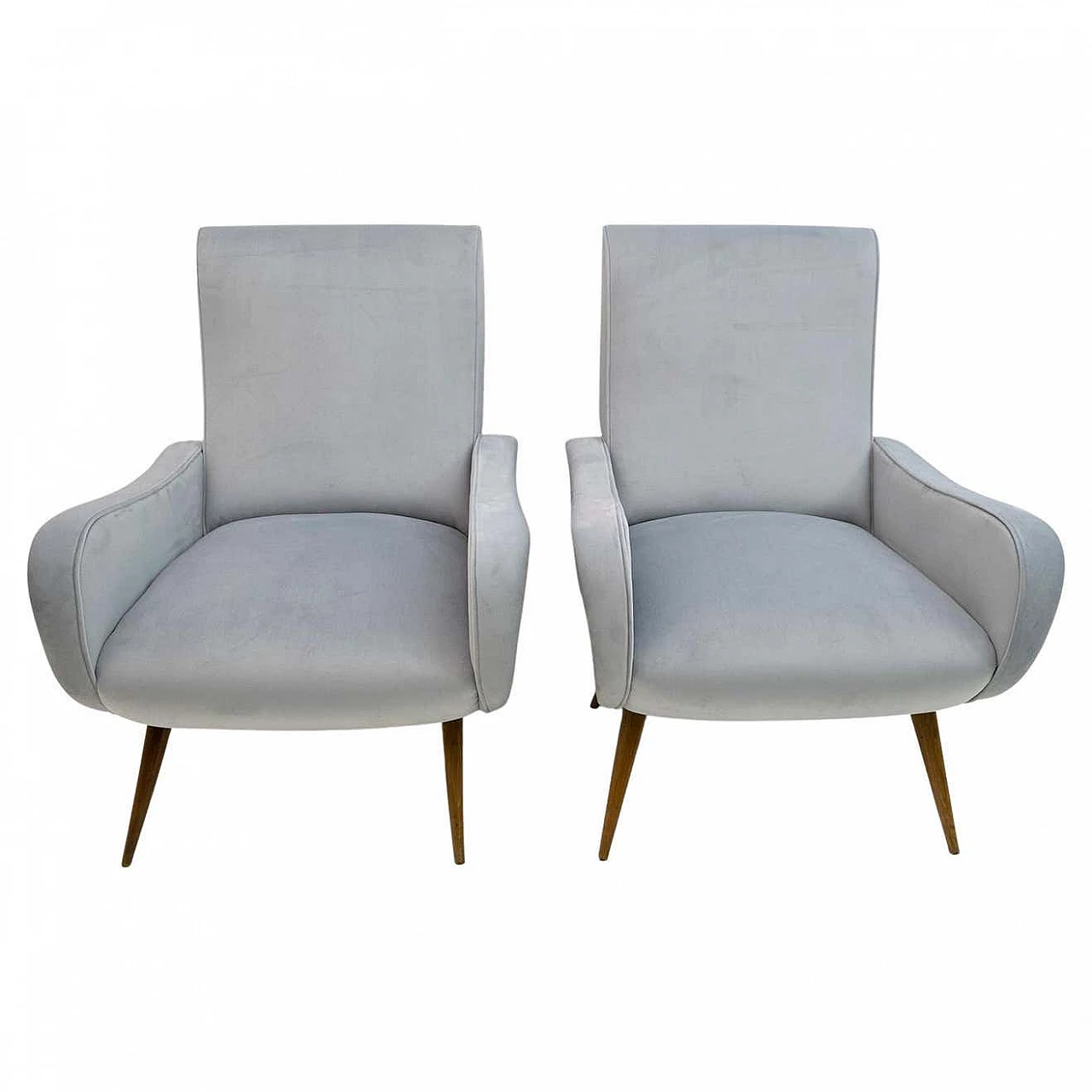 Pair of Lady velvet armchairs by Marco Zanuso, 1950s 1
