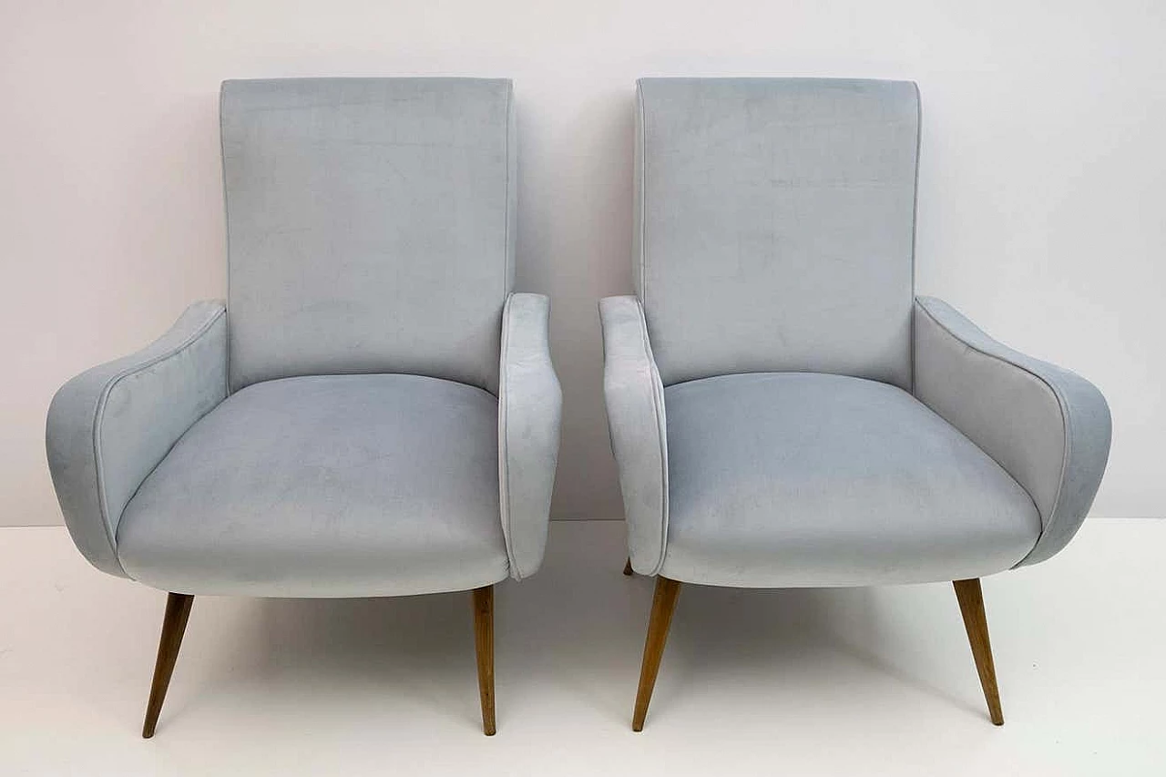 Pair of Lady velvet armchairs by Marco Zanuso, 1950s 2