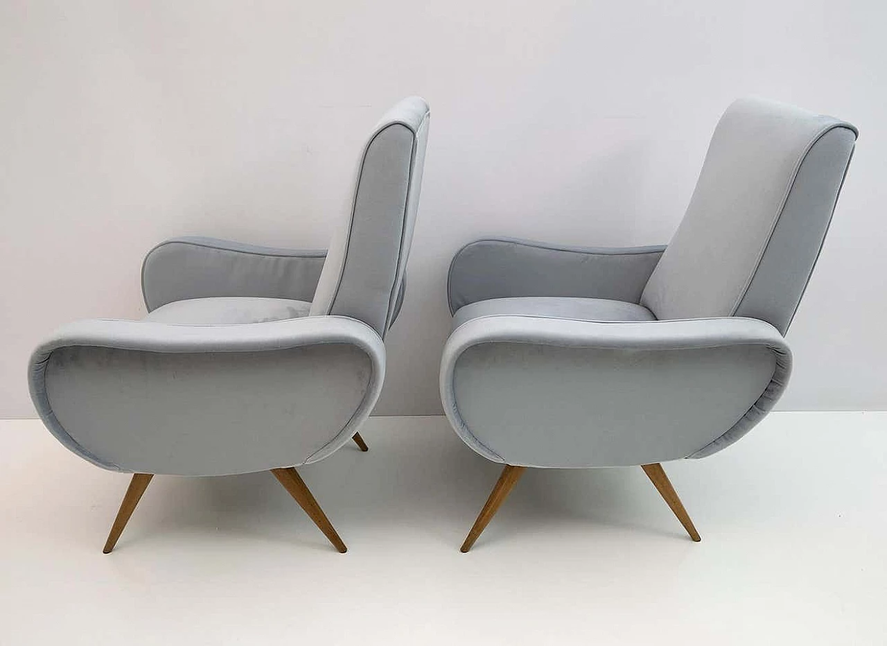 Pair of Lady velvet armchairs by Marco Zanuso, 1950s 3