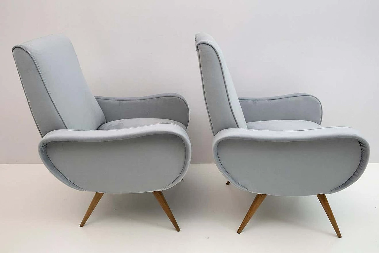Pair of Lady velvet armchairs by Marco Zanuso, 1950s 4