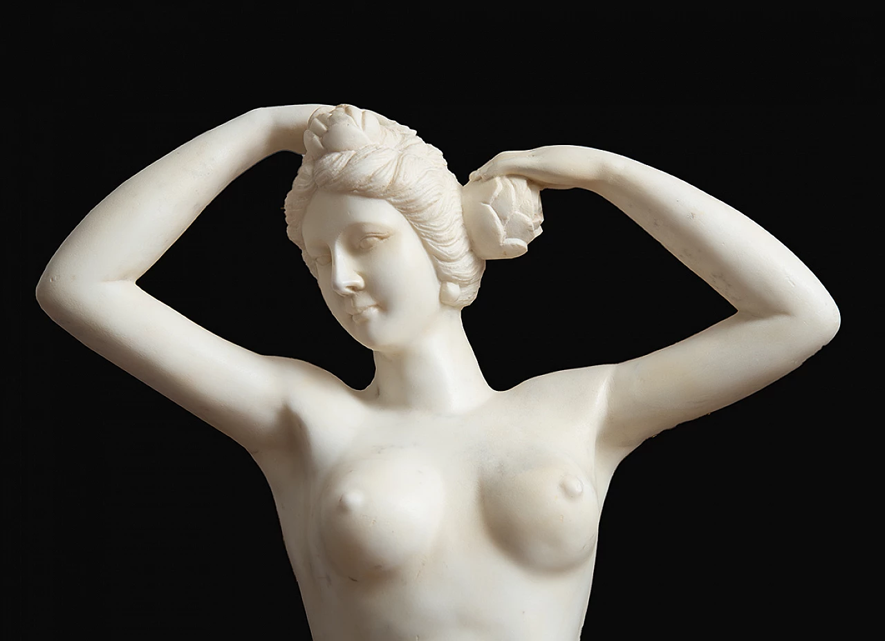 Scultura di figura femminile nuda in marmo bianco, '800 2