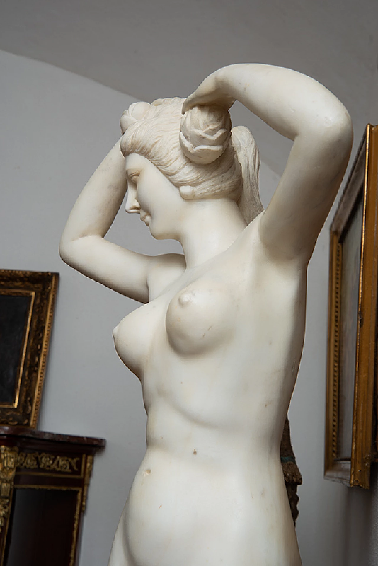 Scultura di figura femminile nuda in marmo bianco, '800 3