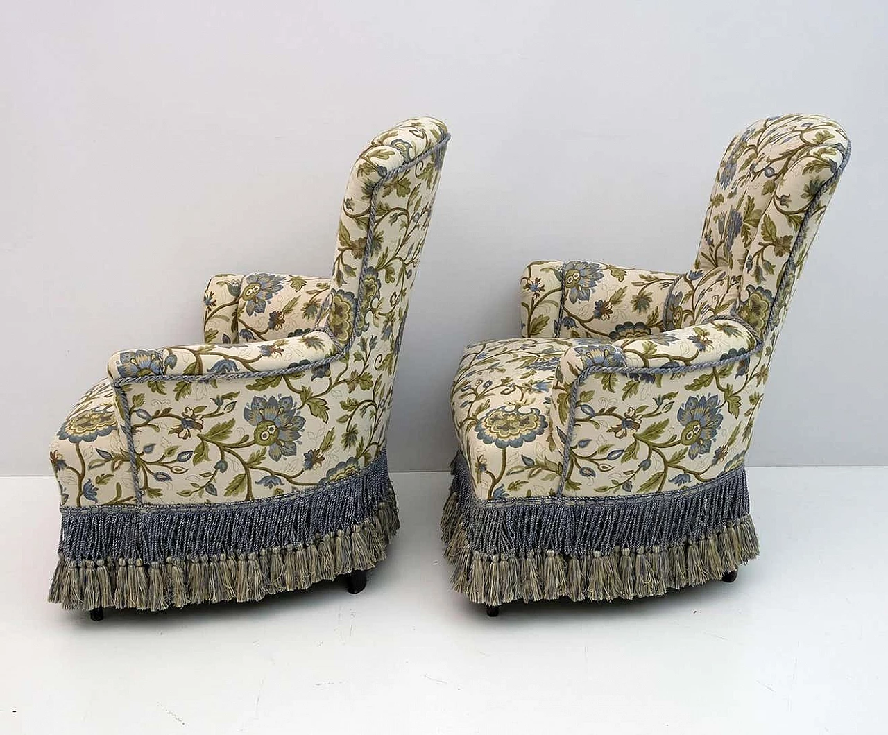 Pair of Napoleon III brocade armchairs, 19th century 3