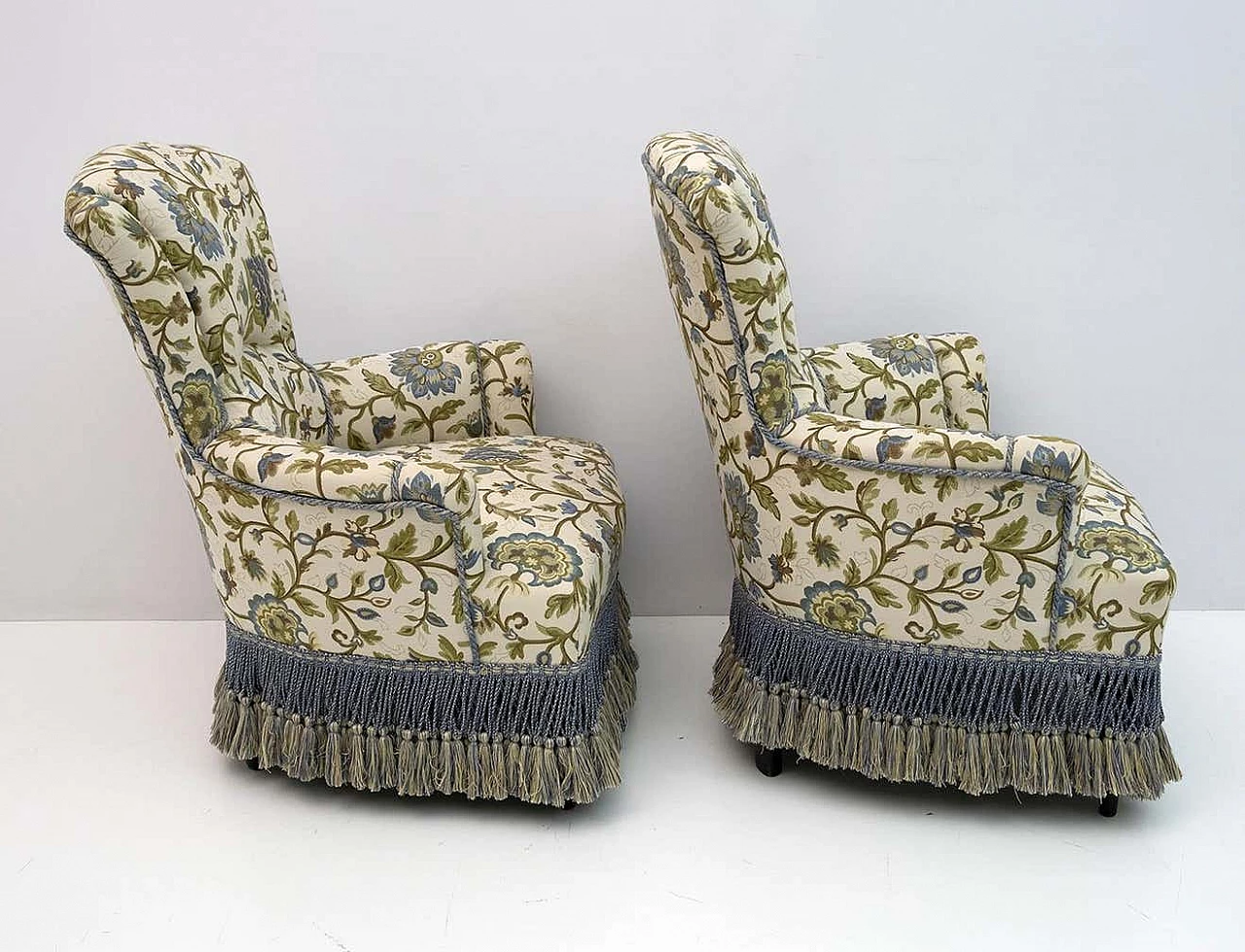 Pair of Napoleon III brocade armchairs, 19th century 5