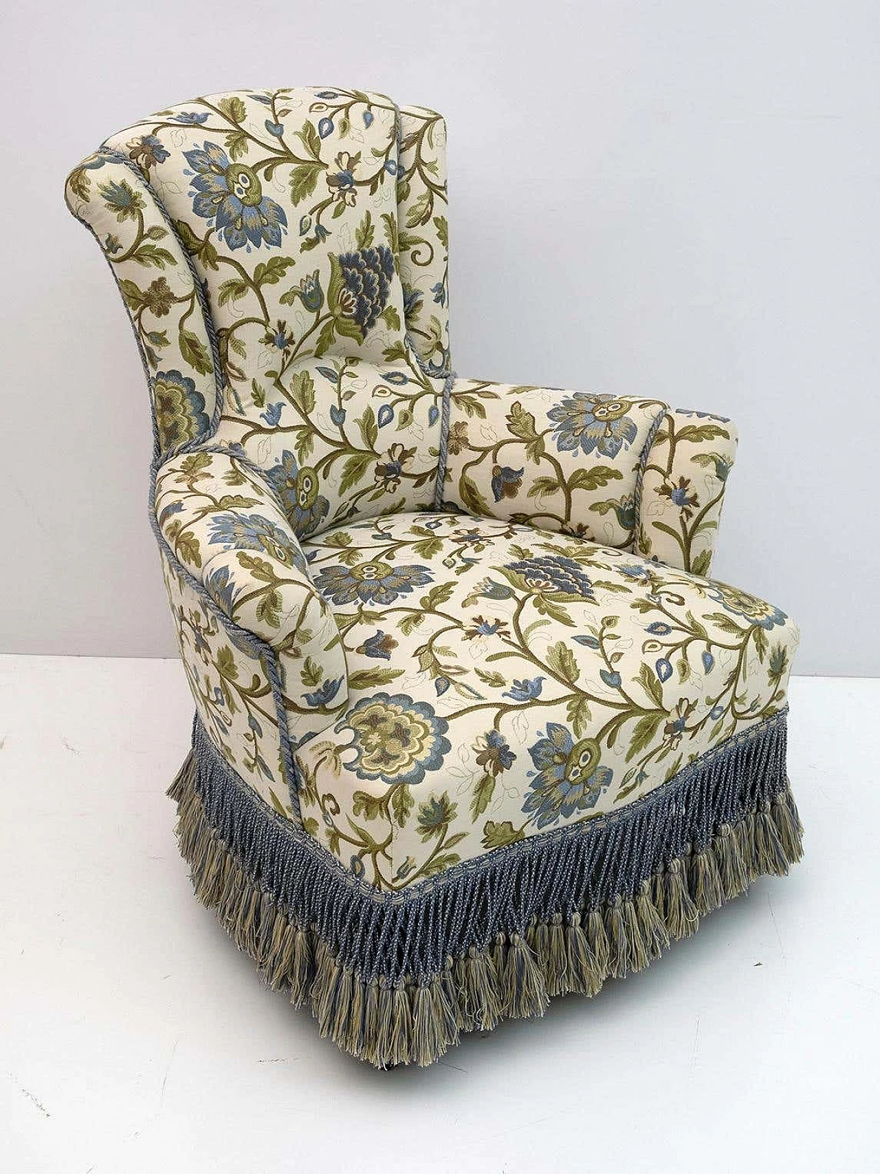 Pair of Napoleon III brocade armchairs, 19th century 11