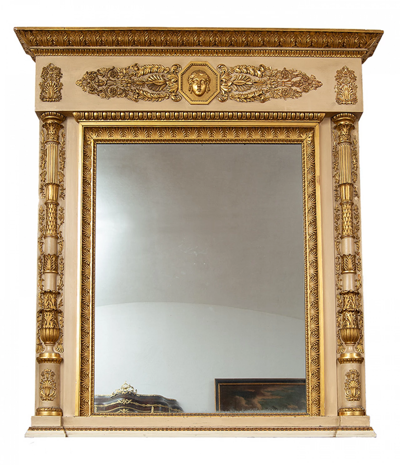 Empire mirror in lacquered and gilded wood, early 19th century 1
