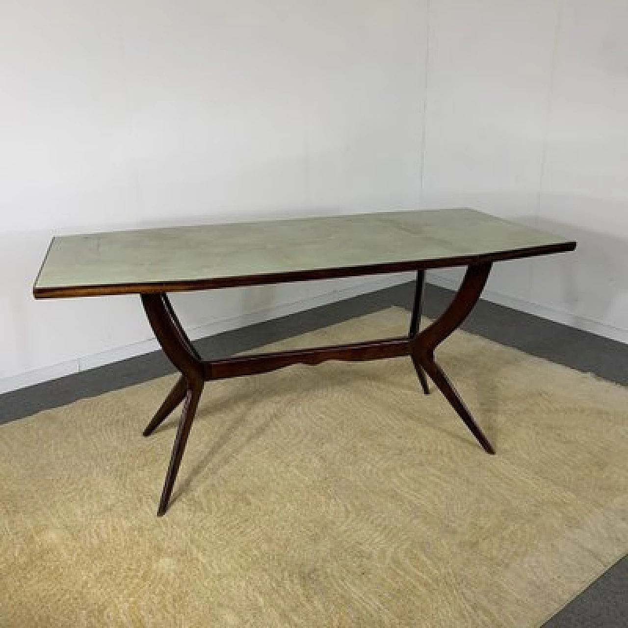 Dining table with glass top in the style of Ico Parisi, 1950s 2