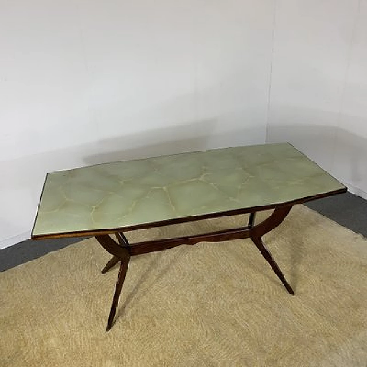 Dining table with glass top in the style of Ico Parisi, 1950s 3