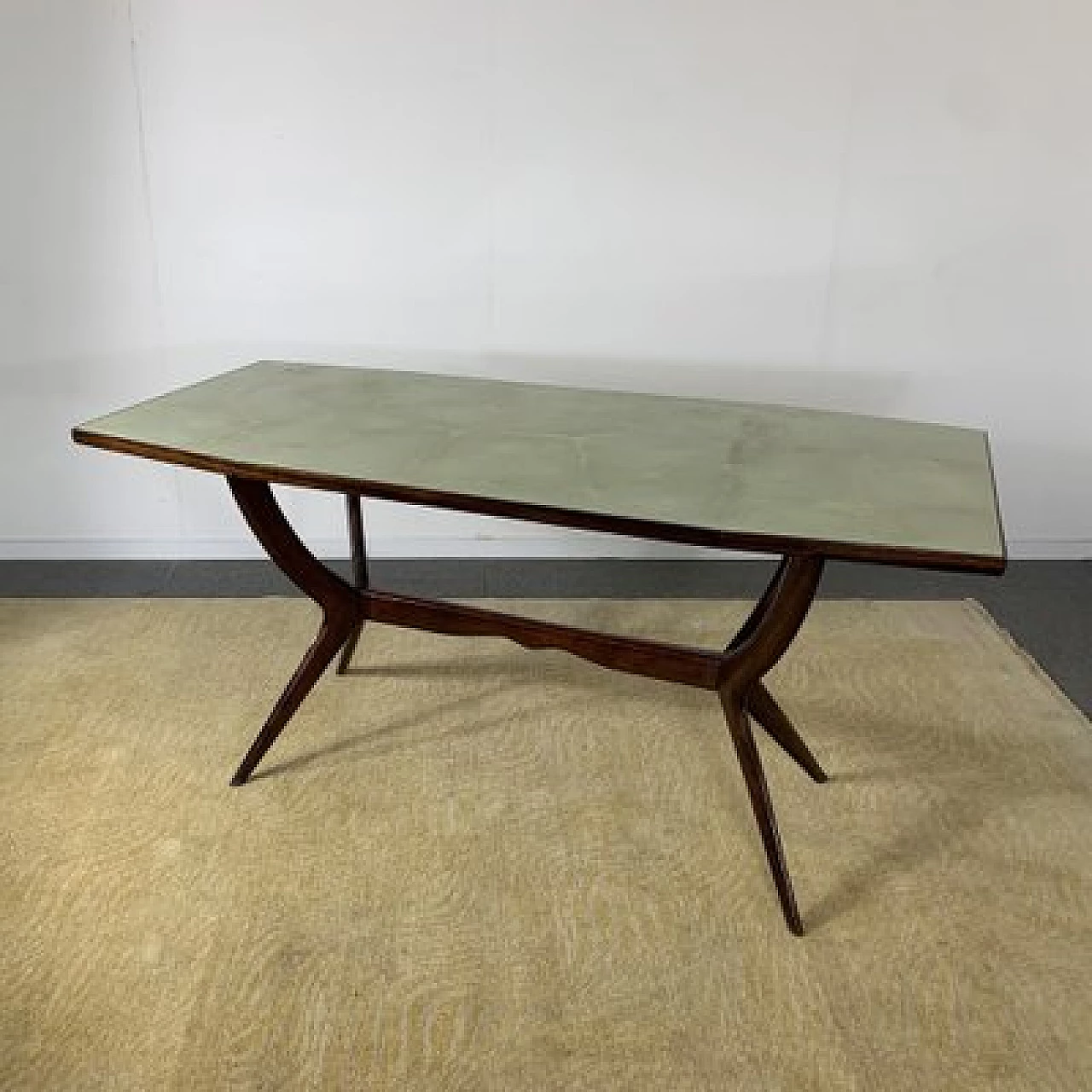 Dining table with glass top in the style of Ico Parisi, 1950s 4