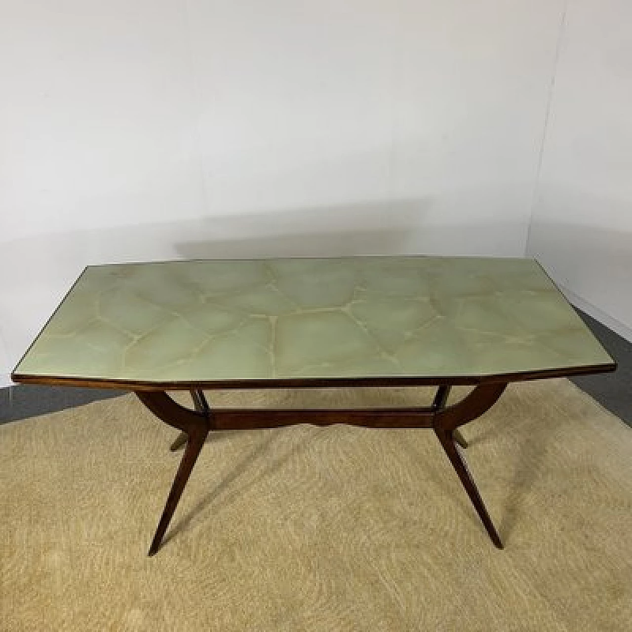 Dining table with glass top in the style of Ico Parisi, 1950s 6