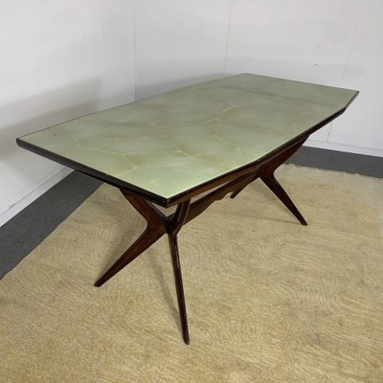Dining table with glass top in the style of Ico Parisi, 1950s 8