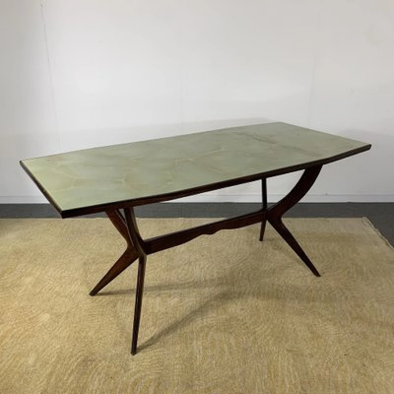 Dining table with glass top in the style of Ico Parisi, 1950s 9