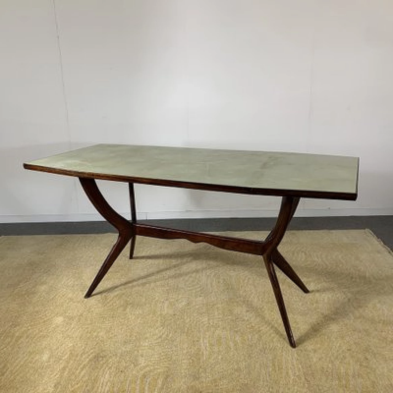 Dining table with glass top in the style of Ico Parisi, 1950s 10
