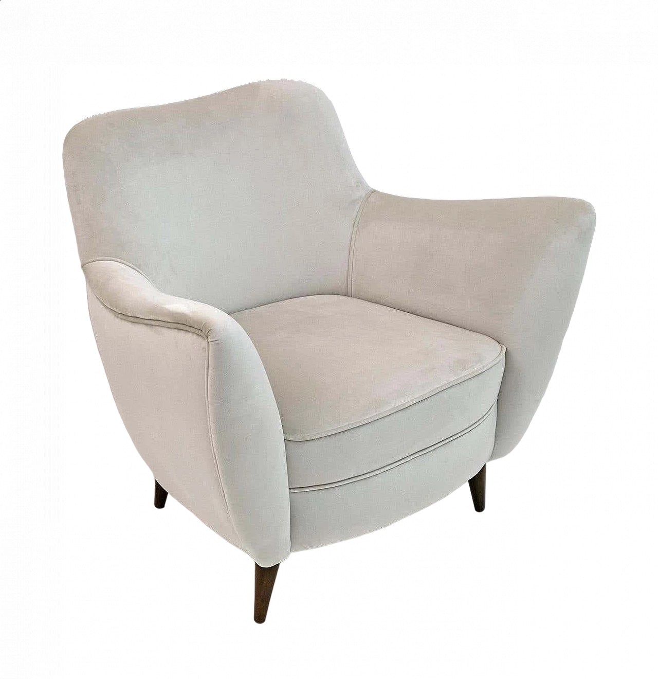 Coppia di poltrone Perla in velluto di G. Veronesi per ISA Bergamo, anni '50 14