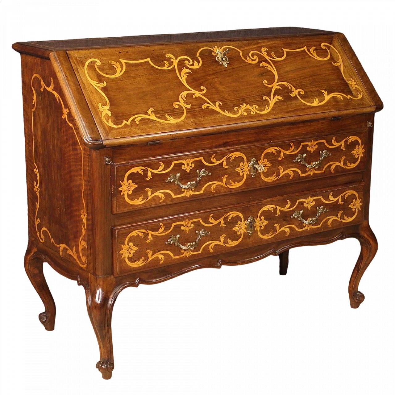 Piedmontese inlaid wood flap desk 13