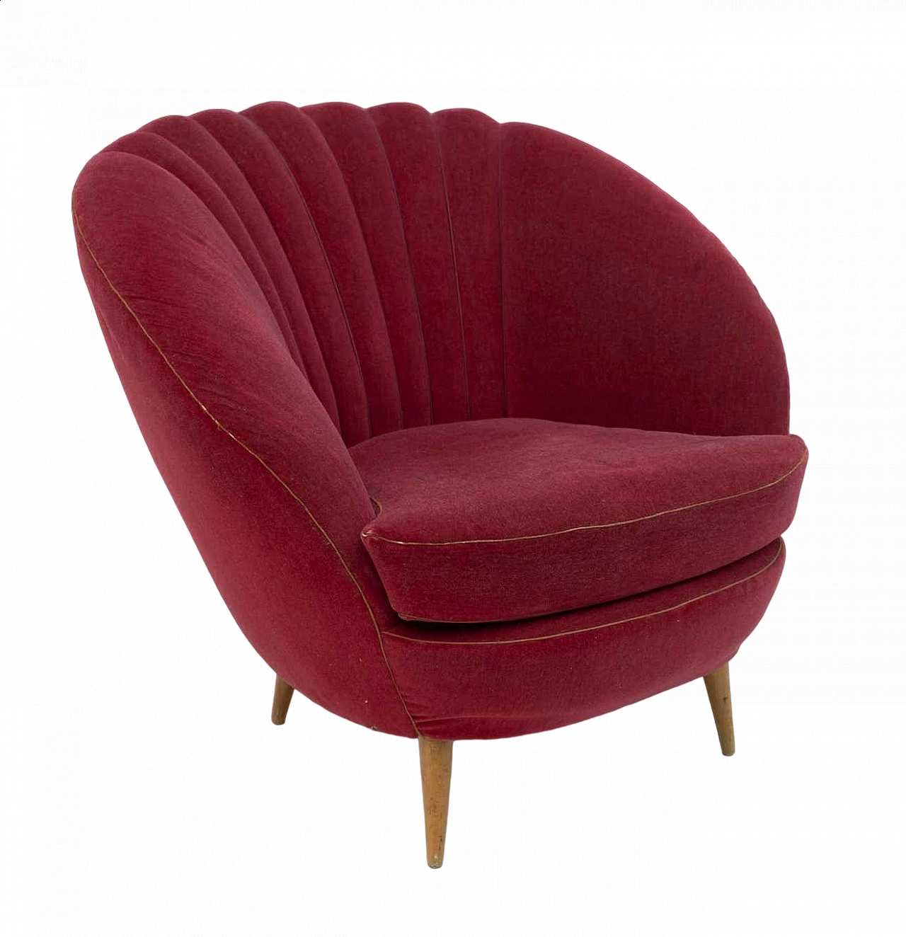 Pair of red velvet Margherita armchairs by Gio Ponti for ISA Bergamo, 1950s 12