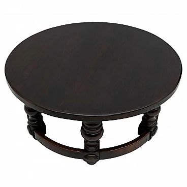Louis XIII style round walnut coffee table, 1940s