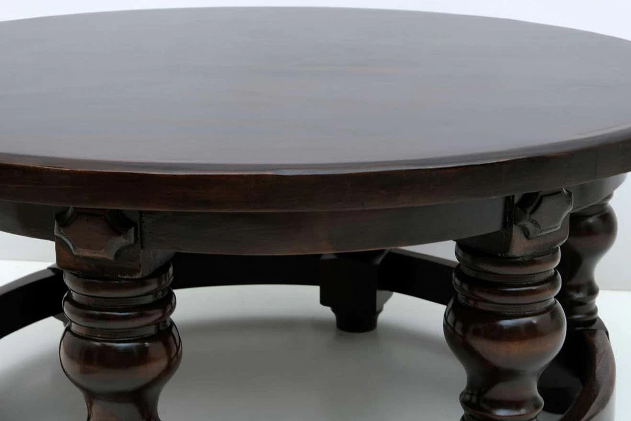 Louis XIII style round walnut coffee table, 1940s 8