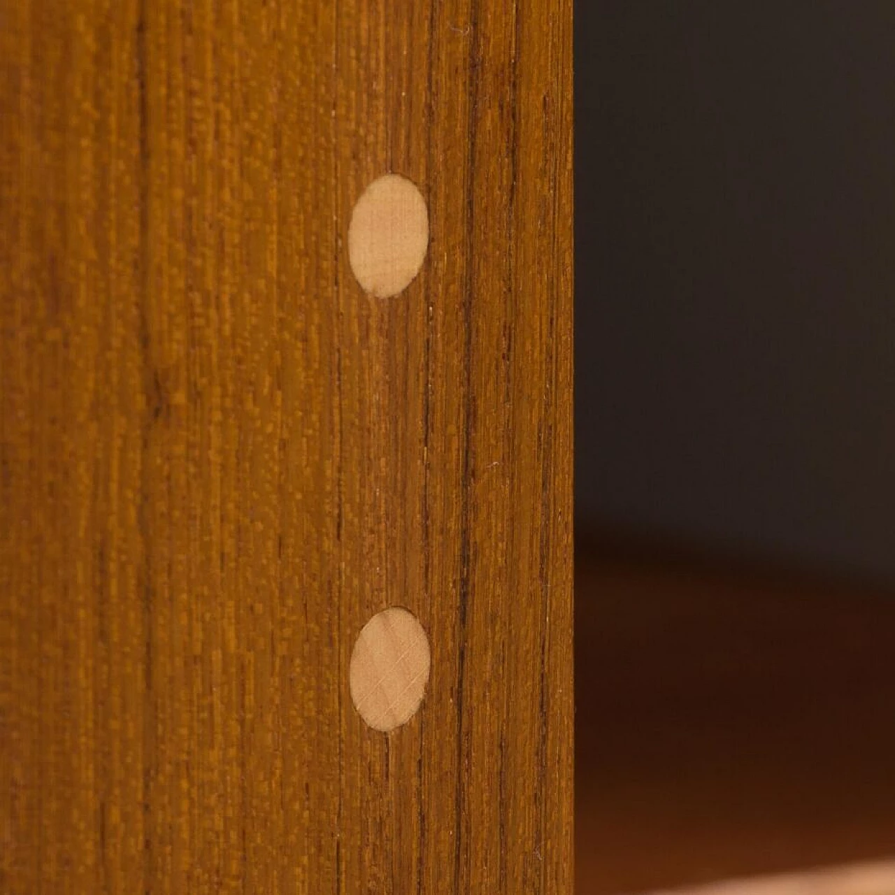 Danish modular wall-mounted teak bookcase with cupboard and drawers by K. Kristiansen, 1960s 18