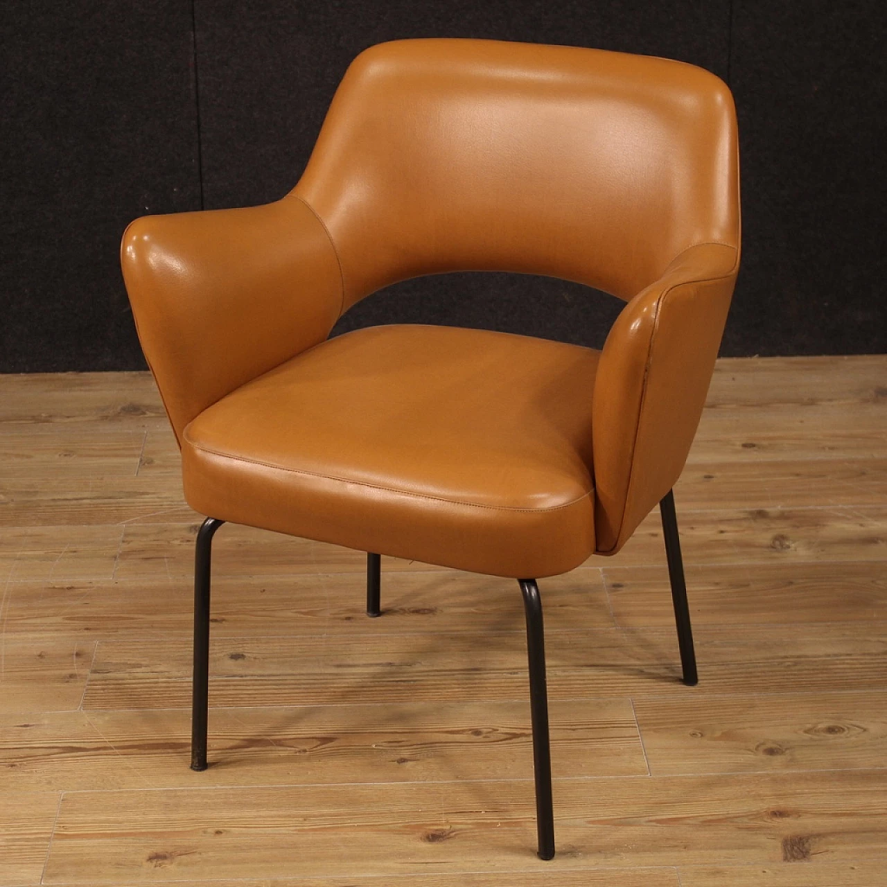 Leatherette and metal armchair by Mobiltecnica Torino, 1980s 1