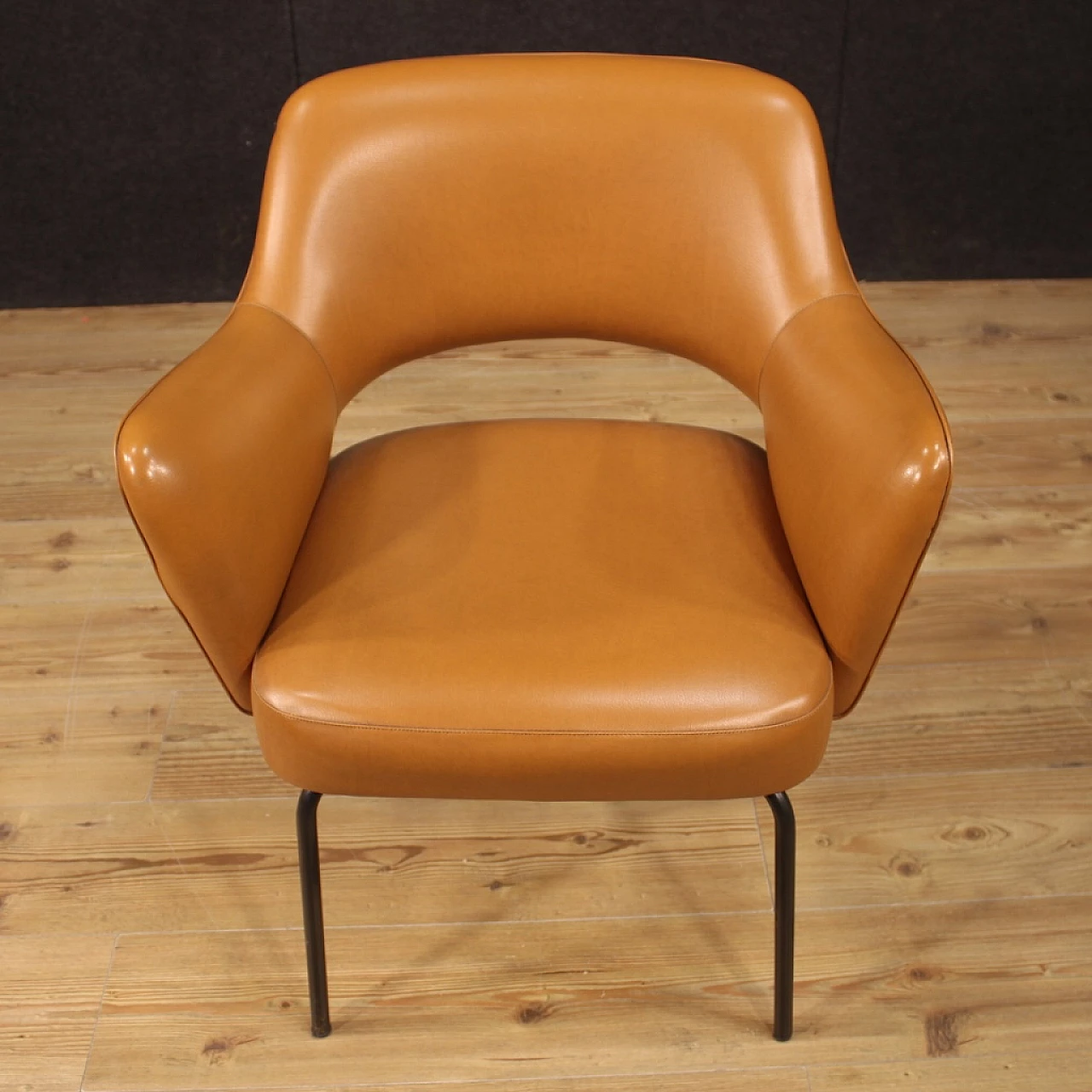 Leatherette and metal armchair by Mobiltecnica Torino, 1980s 3