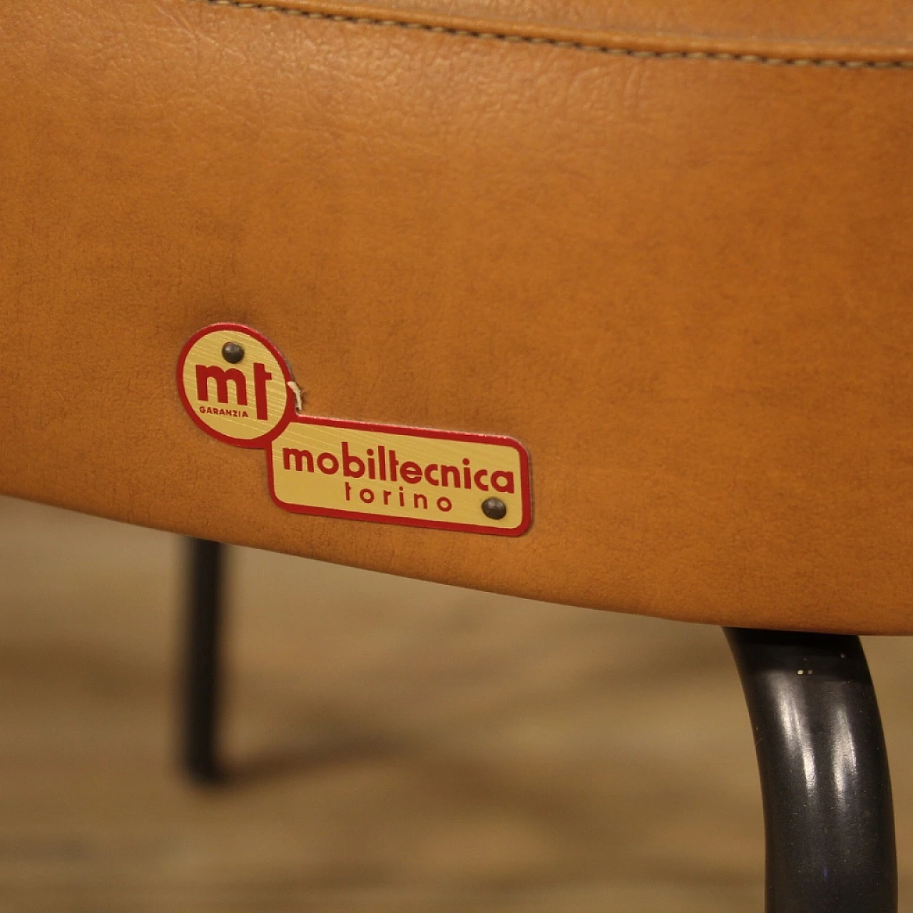 Leatherette and metal armchair by Mobiltecnica Torino, 1980s 4