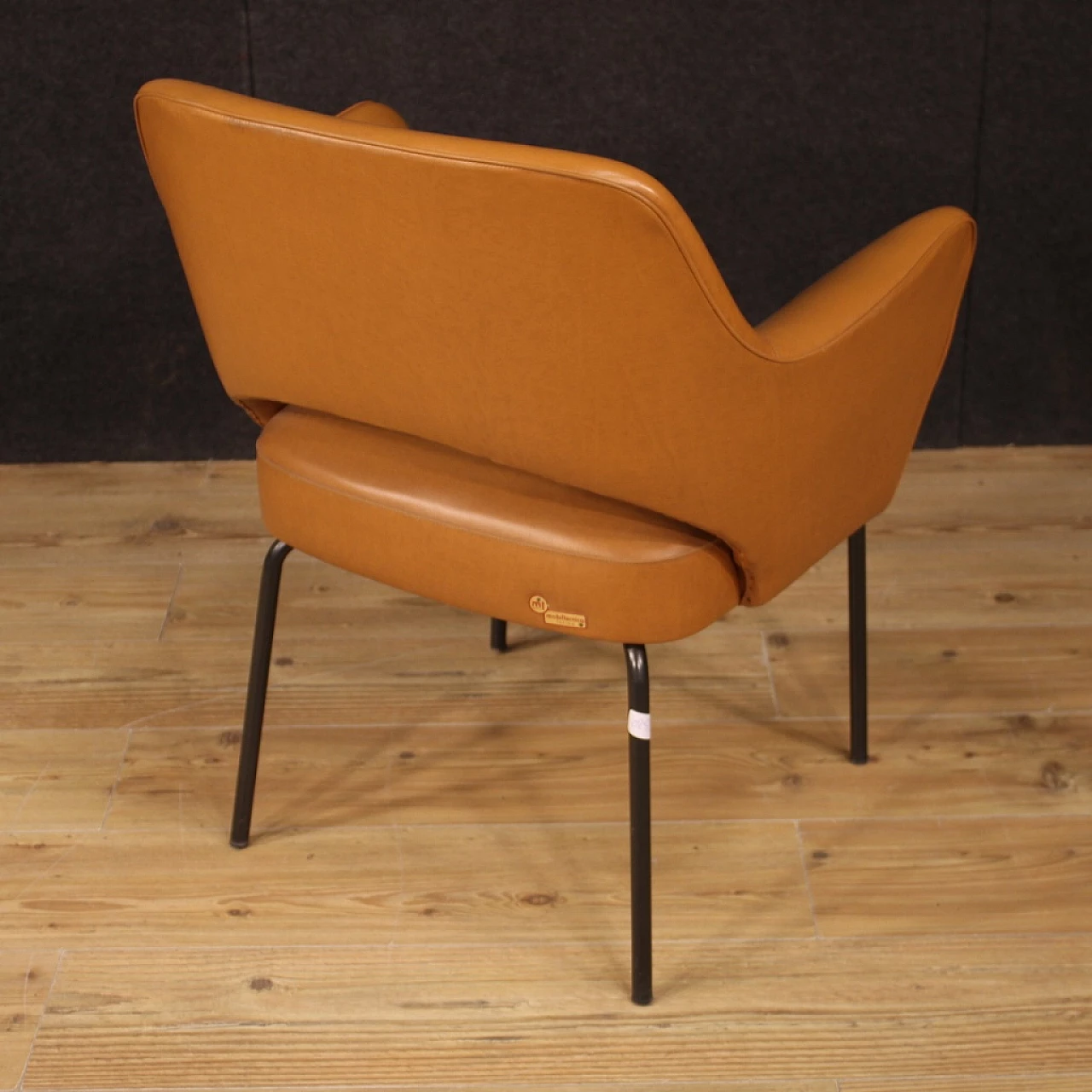 Leatherette and metal armchair by Mobiltecnica Torino, 1980s 5
