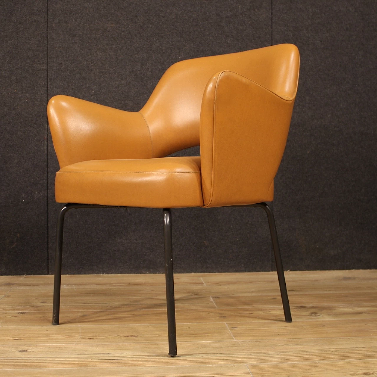 Leatherette and metal armchair by Mobiltecnica Torino, 1980s 6