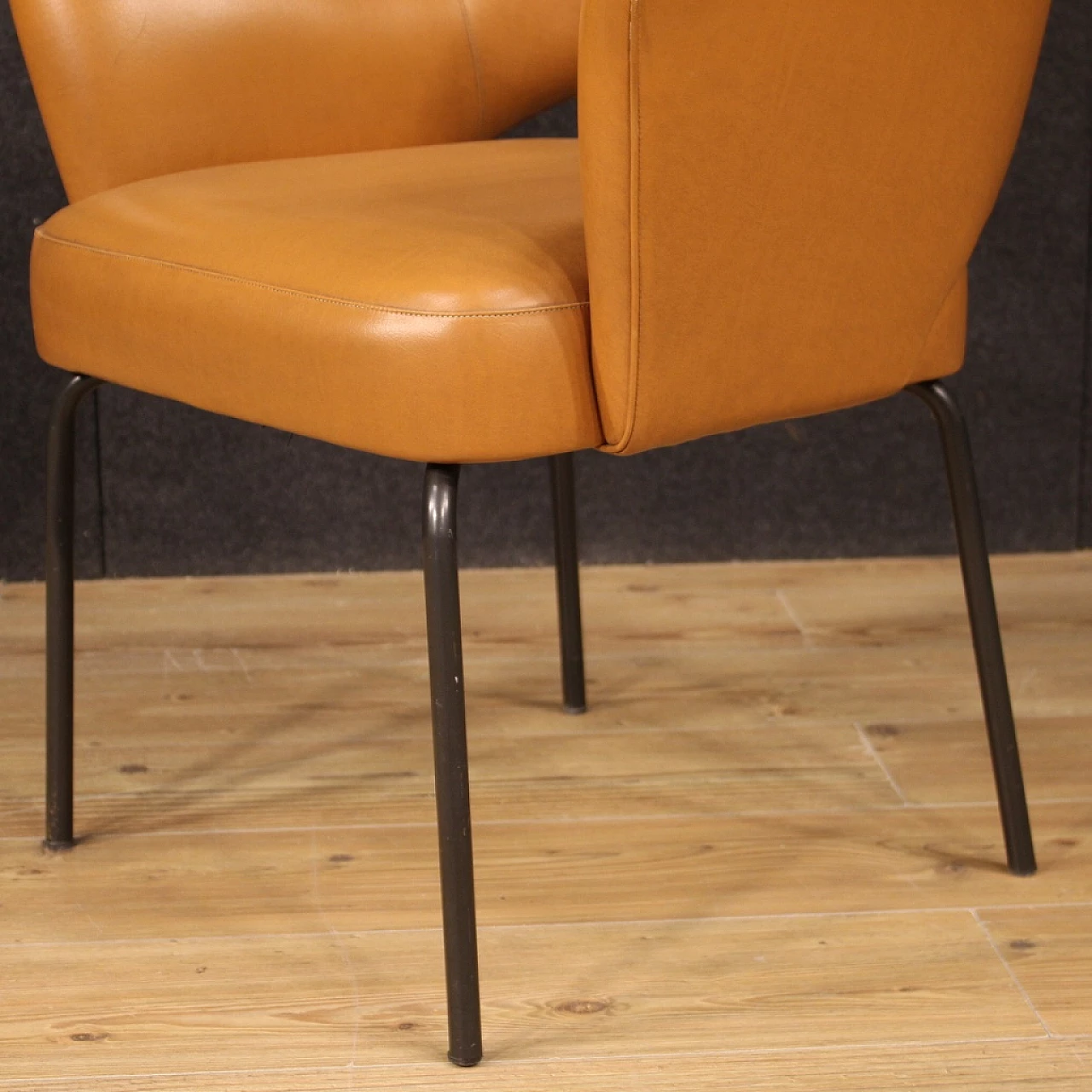 Leatherette and metal armchair by Mobiltecnica Torino, 1980s 8