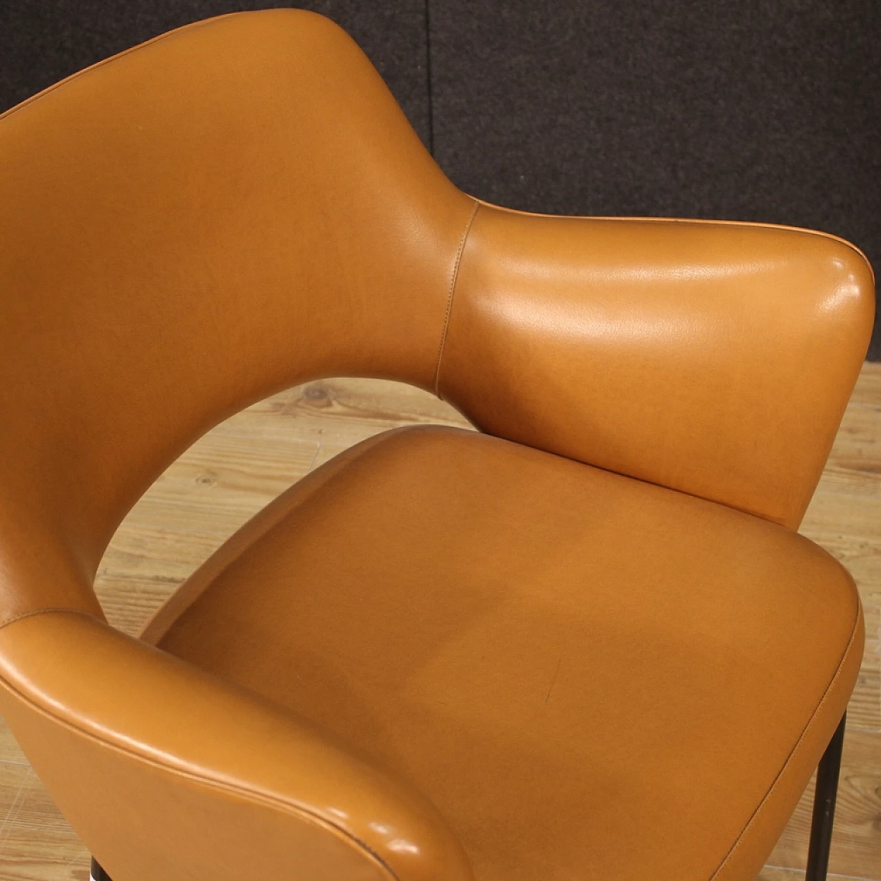 Leatherette and metal armchair by Mobiltecnica Torino, 1980s 10