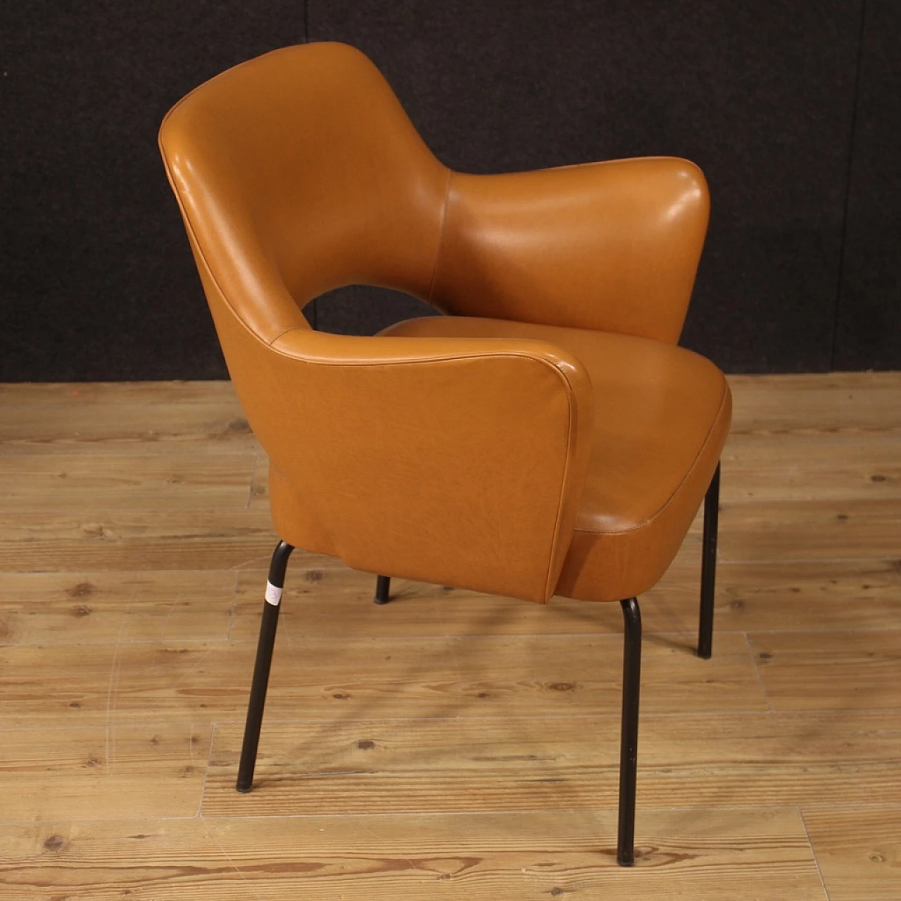 Leatherette and metal armchair by Mobiltecnica Torino, 1980s 11