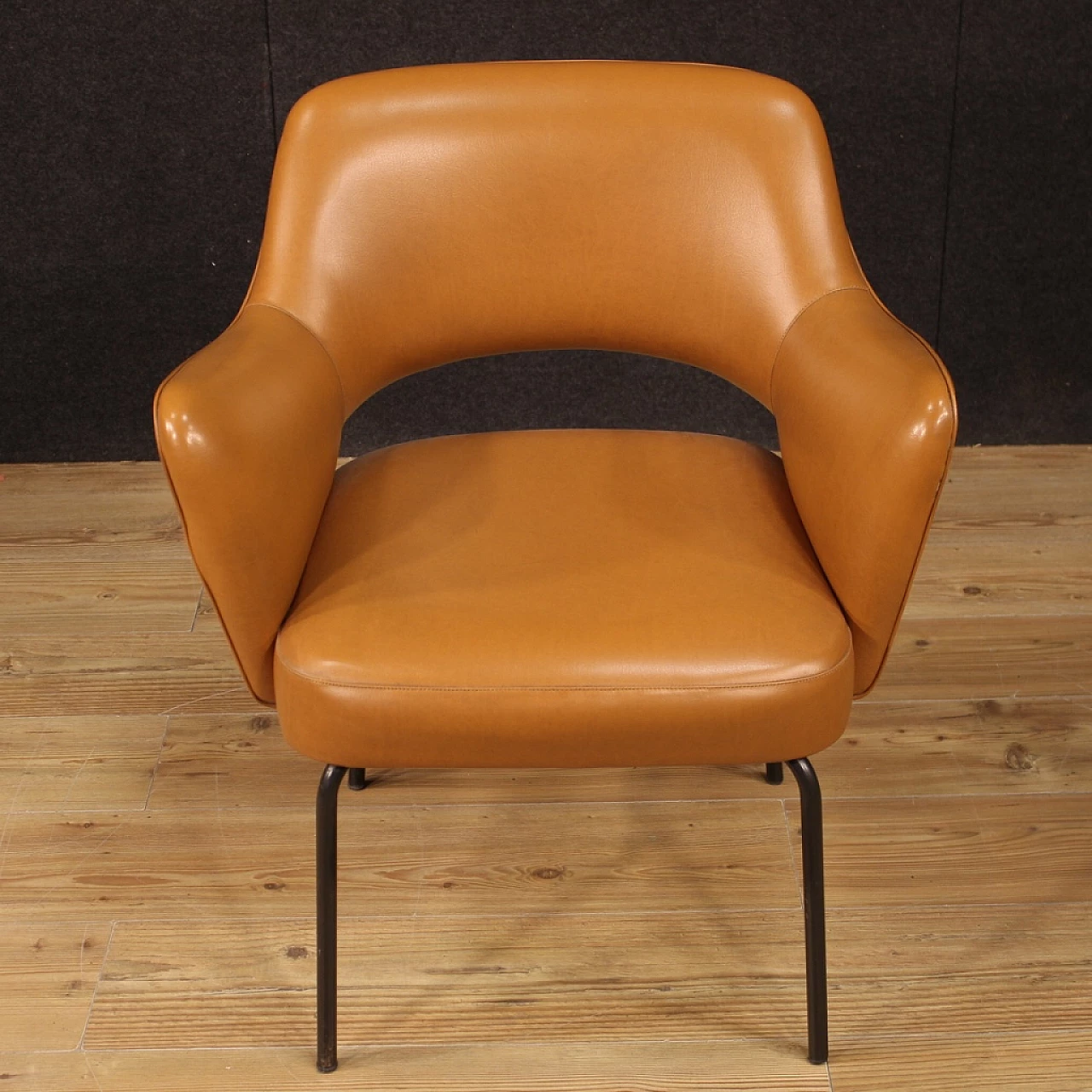 Leatherette and metal armchair by Mobiltecnica Torino, 1980s 12