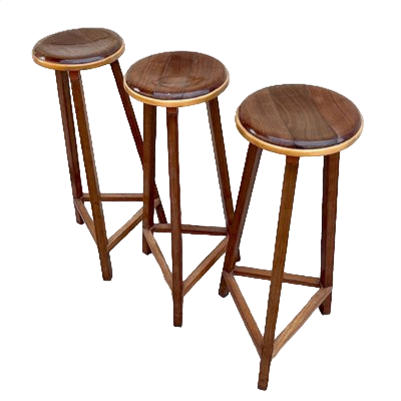Tripod stools in wood and metal, 1950s intOndo