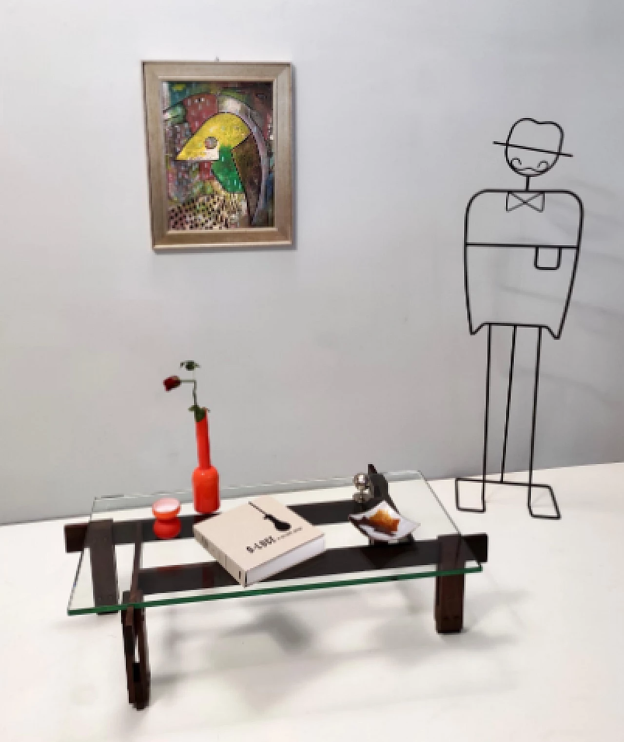 Walnut coffee table with glass top attributed to Ico Parisi, 1950s 4