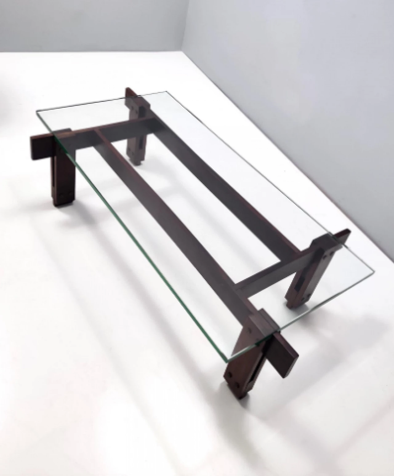 Walnut coffee table with glass top attributed to Ico Parisi, 1950s 6