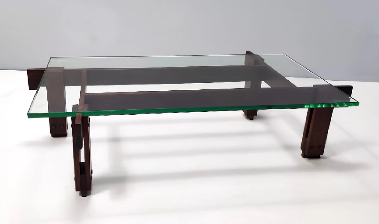 Walnut coffee table with glass top attributed to Ico Parisi, 1950s 7
