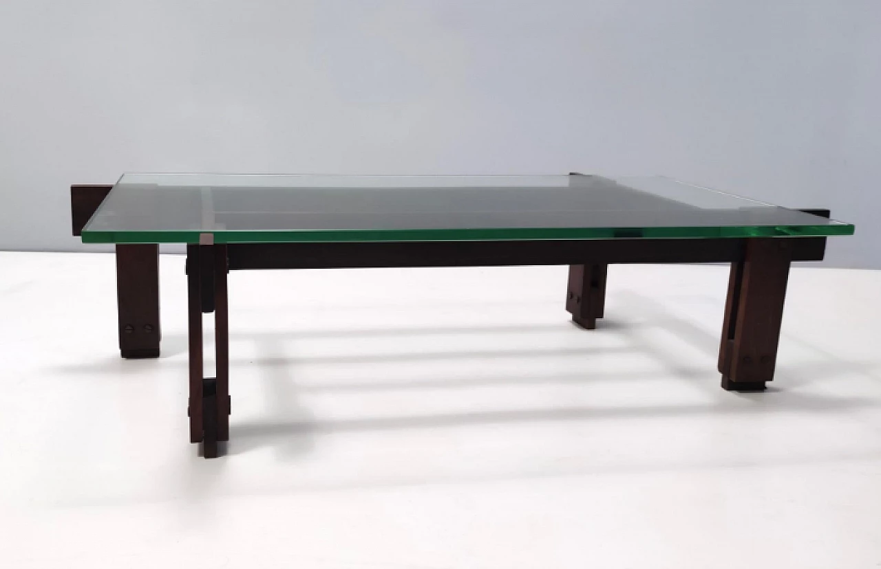 Walnut coffee table with glass top attributed to Ico Parisi, 1950s 8
