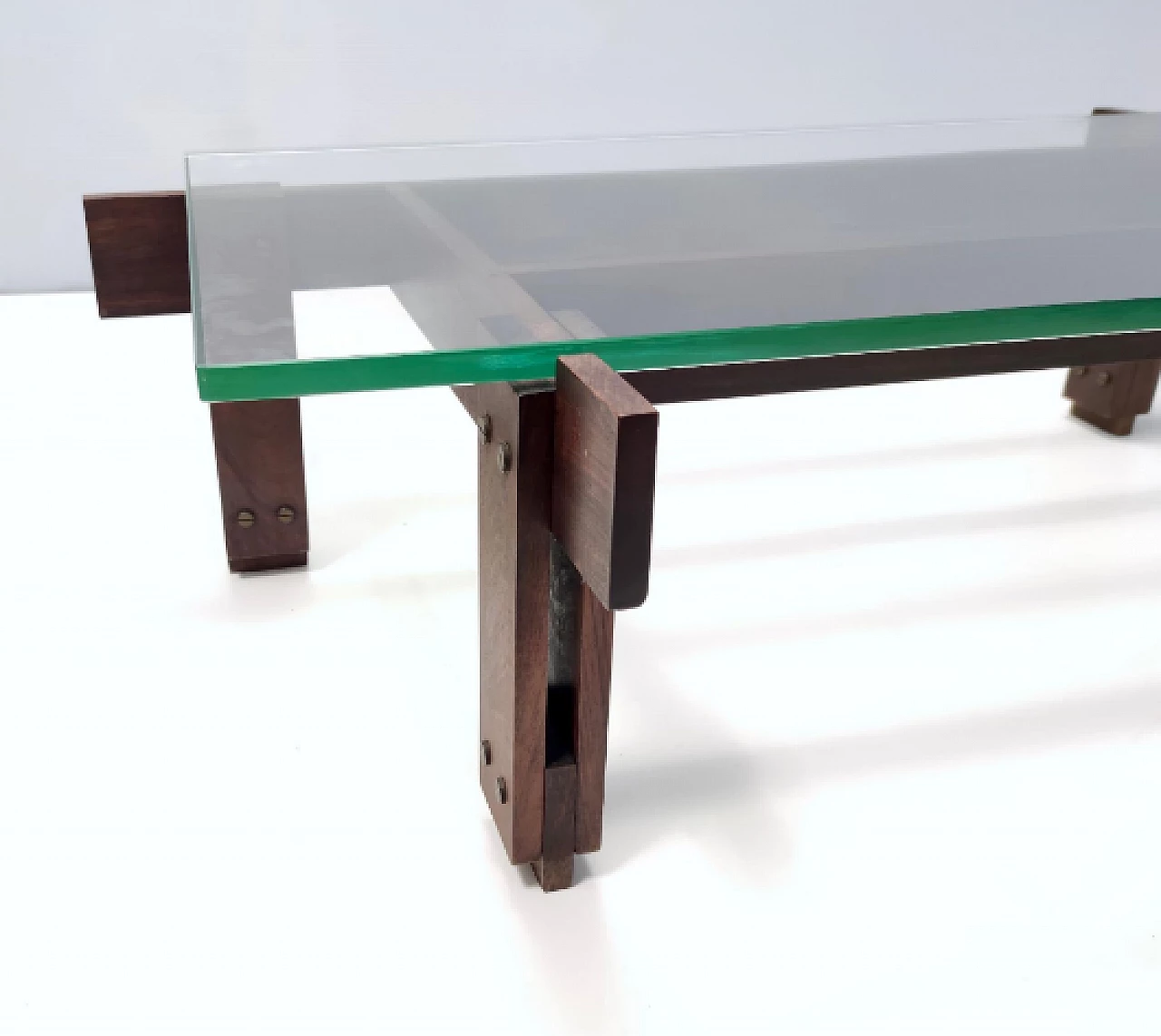 Walnut coffee table with glass top attributed to Ico Parisi, 1950s 10