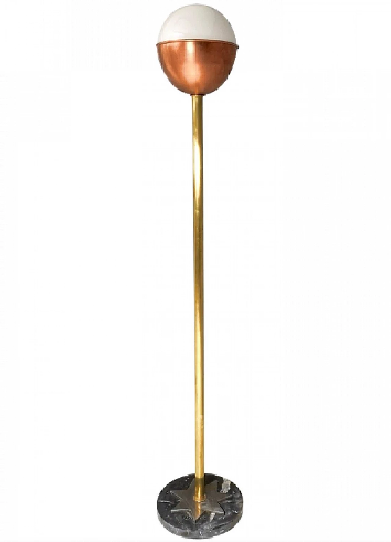 Brass, copper and marble Lampione floor lamp by Carmelo La Gaipa 1