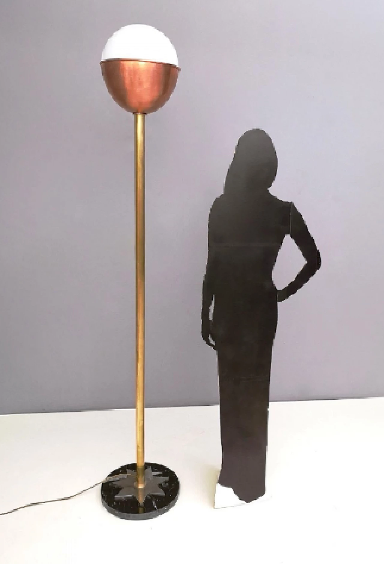 Brass, copper and marble Lampione floor lamp by Carmelo La Gaipa 3