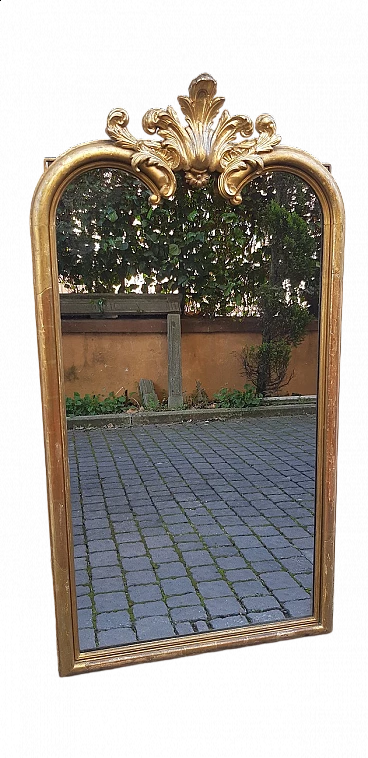 Emilian gilded wood mirror with acanthus leaves, 19th century