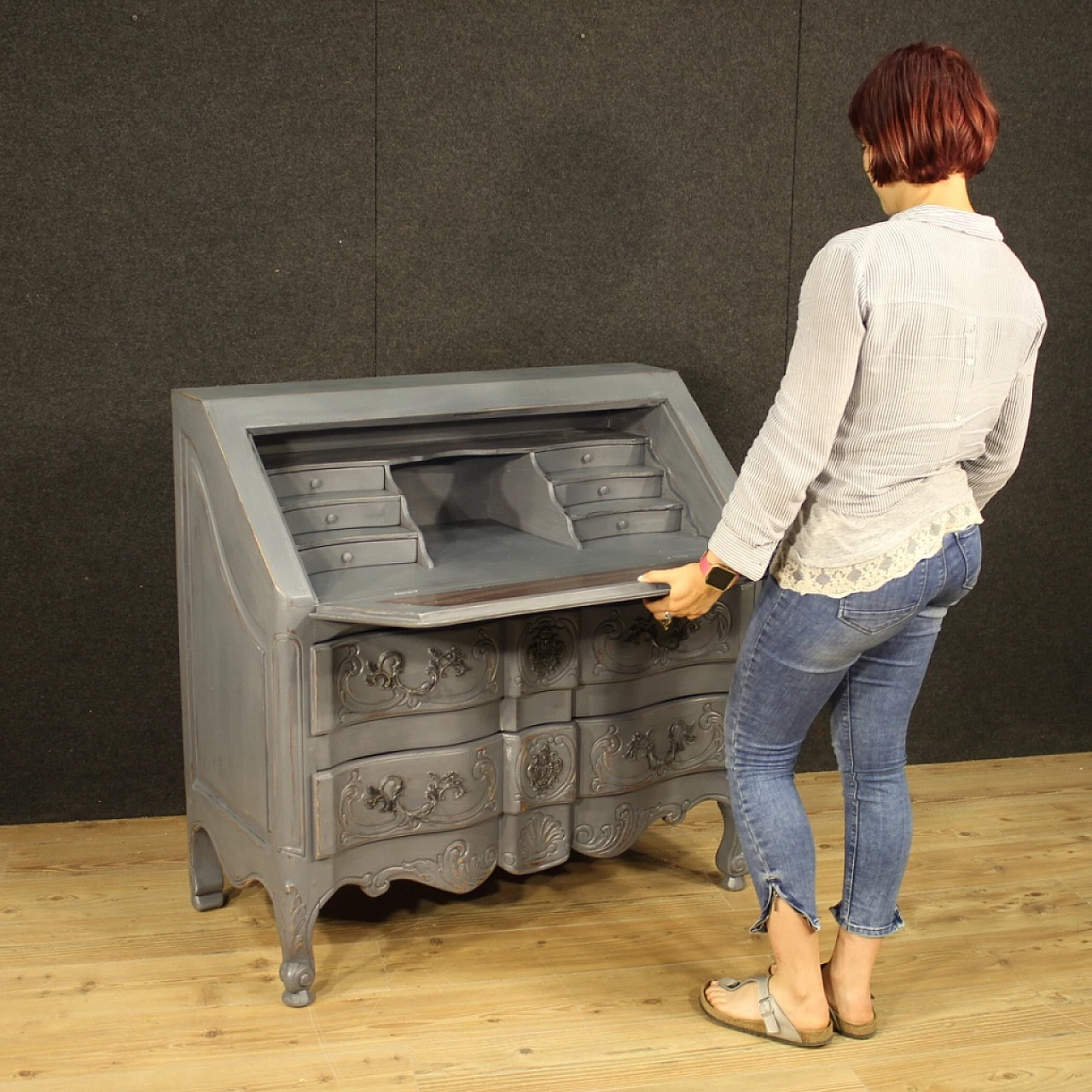 Ribalta in legno dipinto in stile Shabby Chic, anni '60 2