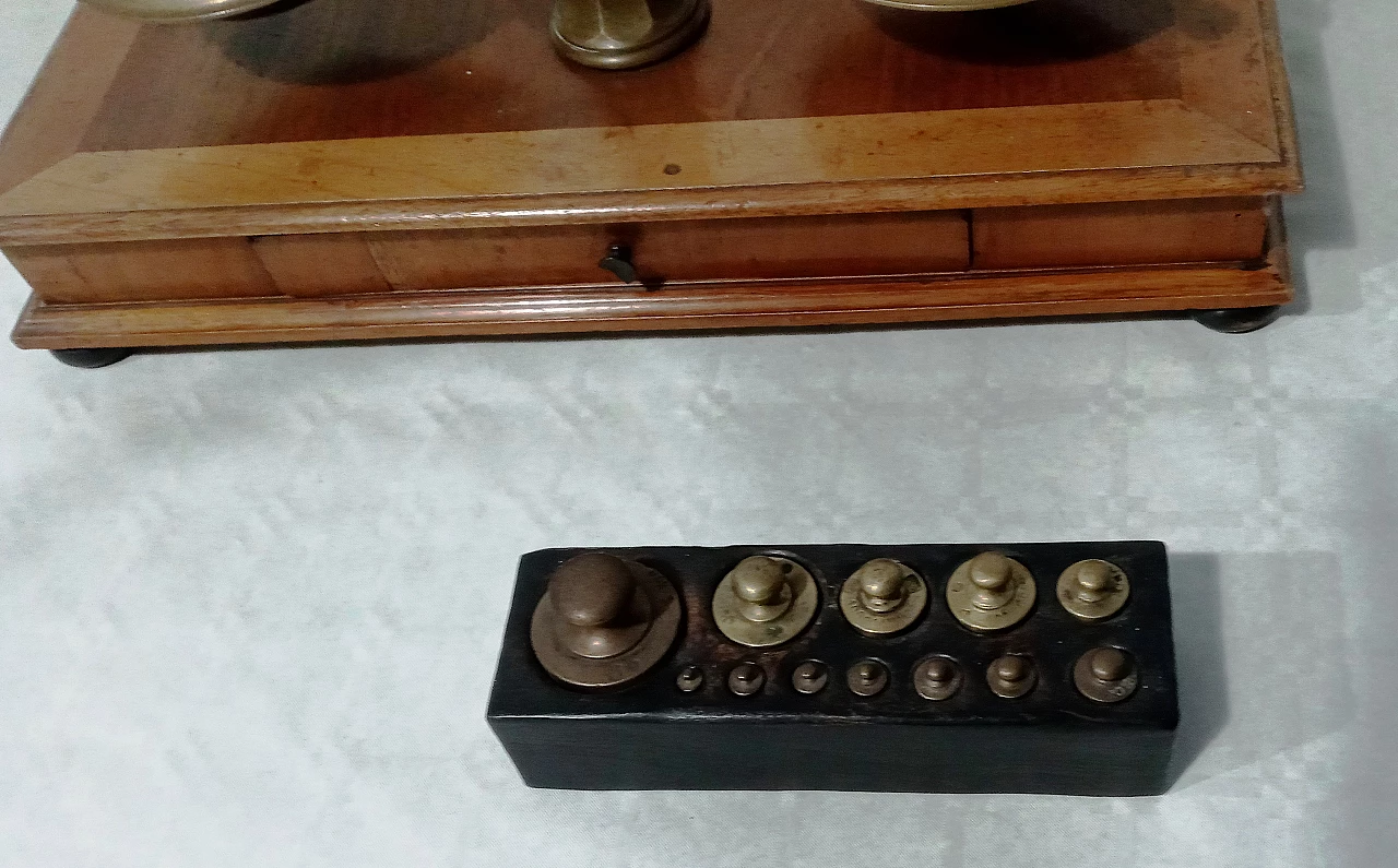 Wood and brass apothecary scale, 1950s 4