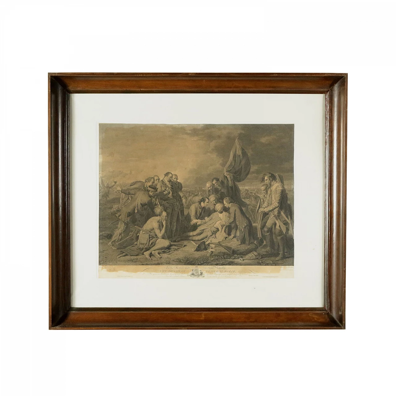 Cornice in stile impero in legno con stampa, del '800 1