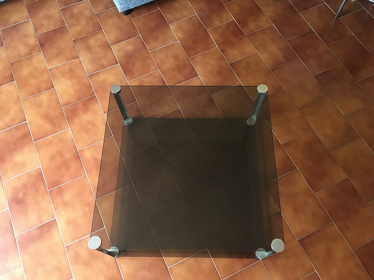 Coffee table with chrome-plated steel frame and smoked glass tops, 1970s 6